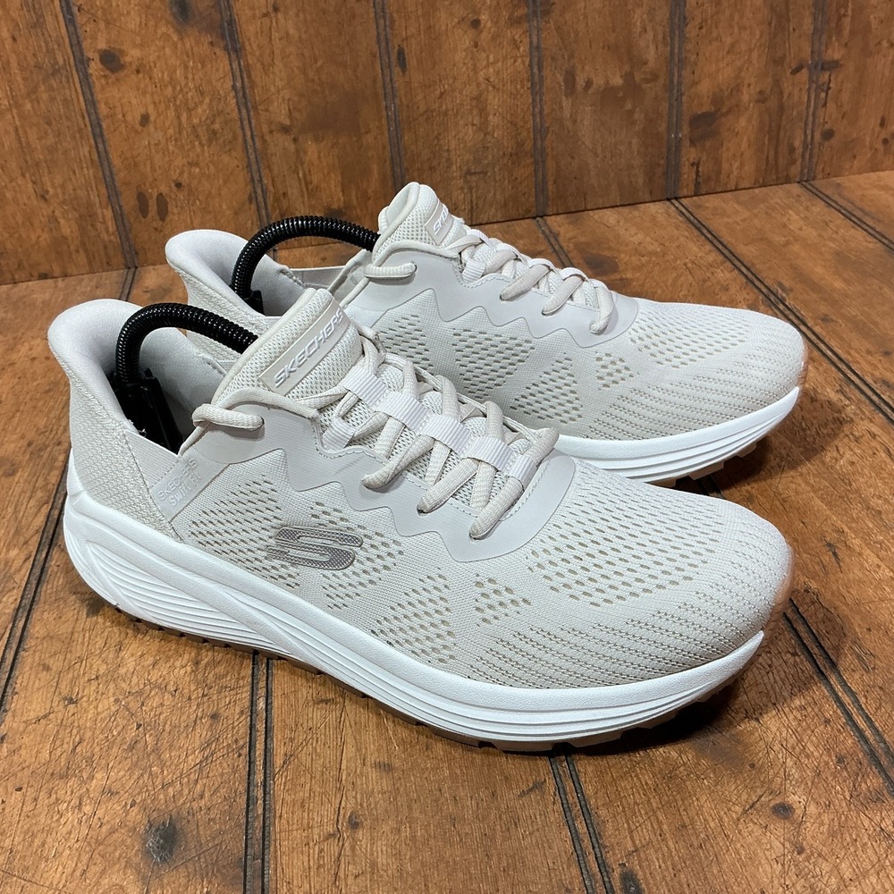 SKECHERS Womens Size 10 Slip-ins Swift Fit Memory Foam Lace-Up Beige Sneakers